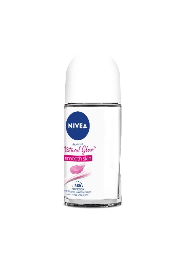 NIVEA Natural Glow Smooth Skin Deodorant Roll On for Women, 50ml (originally Whitening Smooth Skin) (Pack of 2) - Image 4